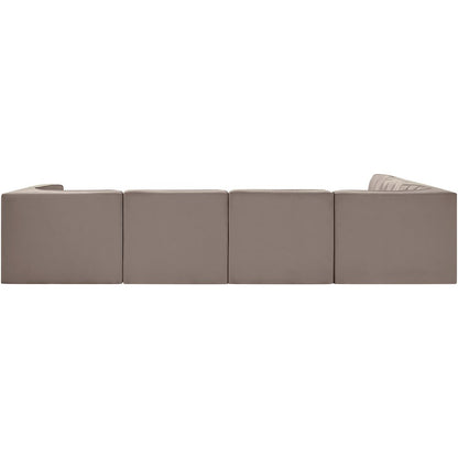 Rummi Taupe Velvet Performance Fabric Upholstered 6pc. Modular Sectional