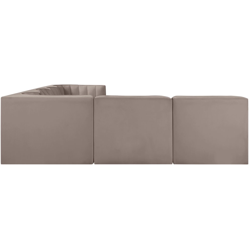 Rummi Taupe Velvet Performance Fabric Upholstered 6pc. Modular Sectional