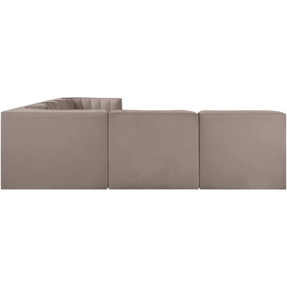 Rummi Taupe Velvet Performance Fabric Upholstered 6pc. Modular Sectional