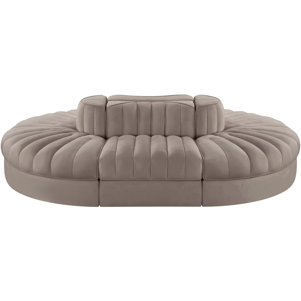 Rummi Taupe Velvet Performance Fabric Upholstered 6pc. Modular Sectional