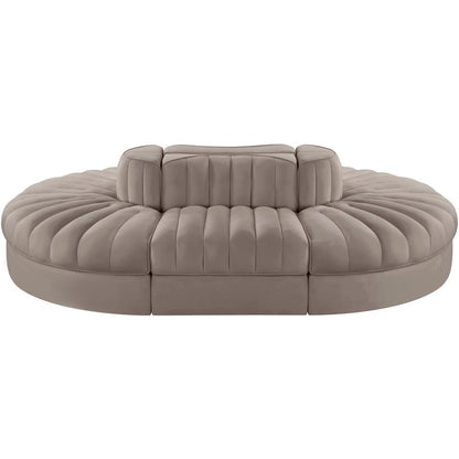 Rummi Taupe Velvet Performance Fabric Upholstered 6pc. Modular Sectional
