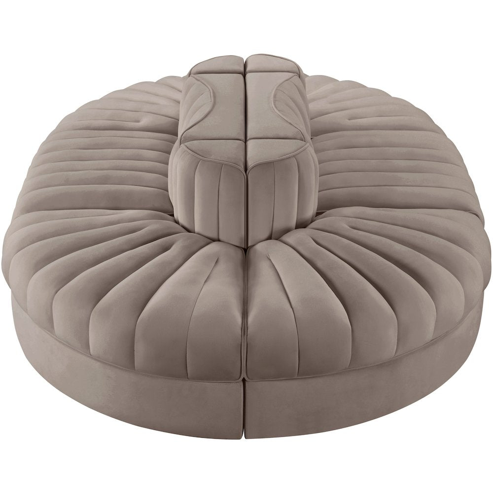 Rummi Taupe Velvet Performance Fabric Upholstered 6pc. Modular Sectional