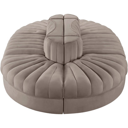 Rummi Taupe Velvet Performance Fabric Upholstered 6pc. Modular Sectional