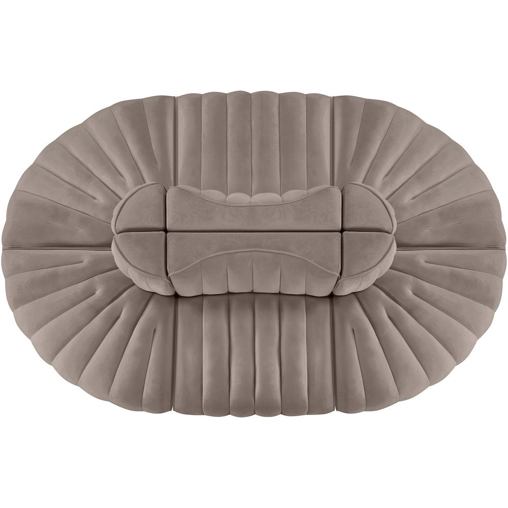 Rummi Taupe Velvet Performance Fabric Upholstered 6pc. Modular Sectional