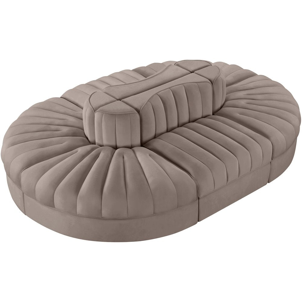 Rummi Taupe Velvet Performance Fabric Upholstered 6pc. Modular Sectional