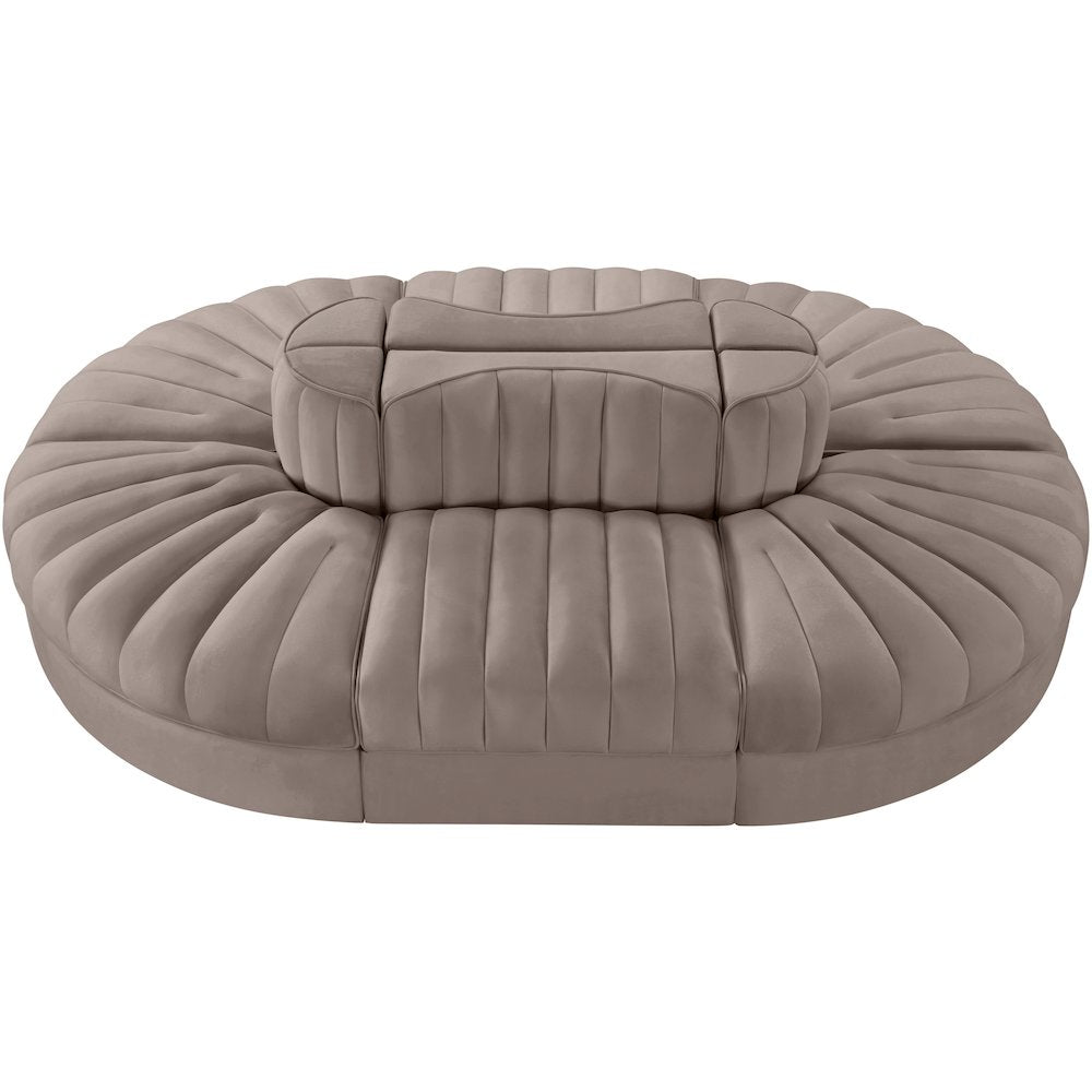 Rummi Taupe Velvet Performance Fabric Upholstered 6pc. Modular Sectional