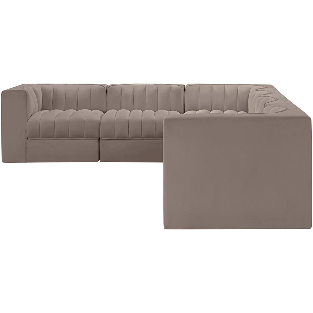 Rummi Taupe Velvet Performance Fabric Upholstered 6pc. Modular Sectional