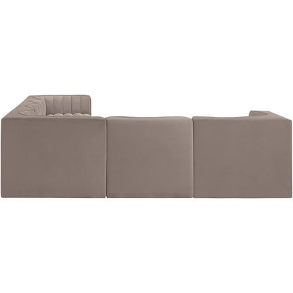 Rummi Taupe Velvet Performance Fabric Upholstered 6pc. Modular Sectional