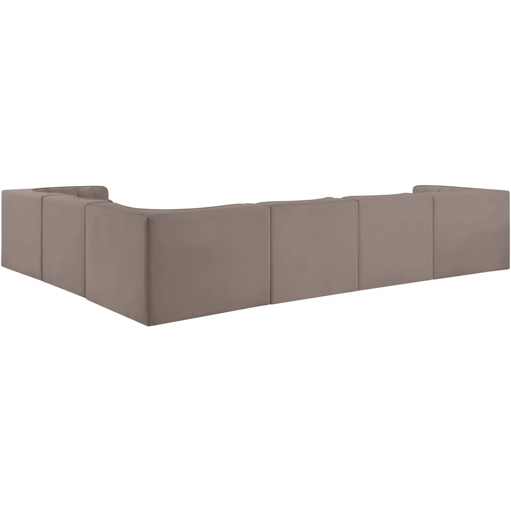 Rummi Taupe Velvet Performance Fabric Upholstered 6pc. Modular Sectional