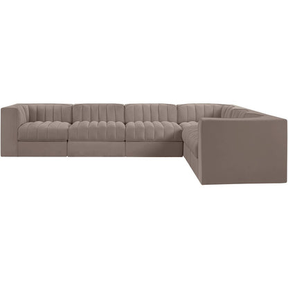 Rummi Taupe Velvet Performance Fabric Upholstered 6pc. Modular Sectional
