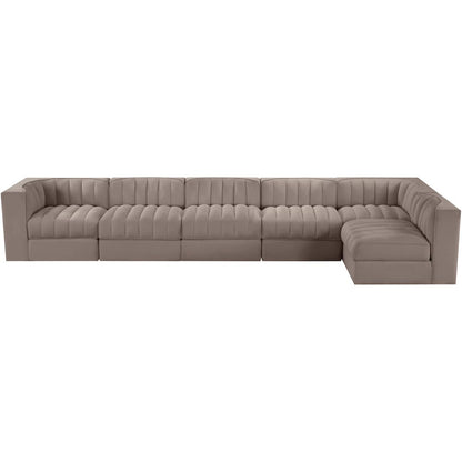 Rummi Taupe Velvet Performance Fabric Upholstered 6pc. Modular Sectional