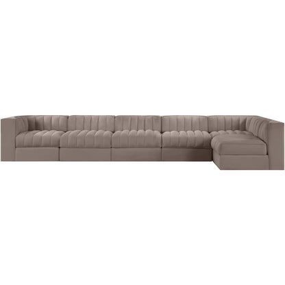 Rummi Taupe Velvet Performance Fabric Upholstered 6pc. Modular Sectional