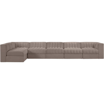 Rummi Taupe Velvet Performance Fabric Upholstered 6pc. Modular Sectional