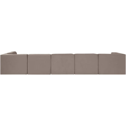 Rummi Taupe Velvet Performance Fabric Upholstered 6pc. Modular Sectional