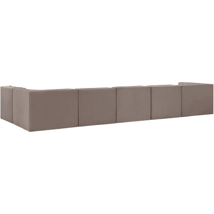 Rummi Taupe Velvet Performance Fabric Upholstered 6pc. Modular Sectional