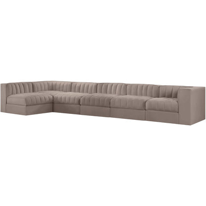 Rummi Taupe Velvet Performance Fabric Upholstered 6pc. Modular Sectional