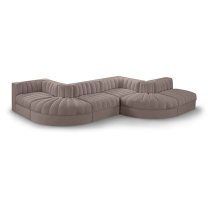 Rummi Taupe Velvet Performance Fabric Upholstered 6pc. Modular Sectional