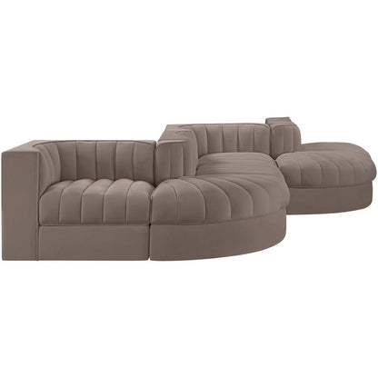 Rummi Taupe Velvet Performance Fabric Upholstered 6pc. Modular Sectional