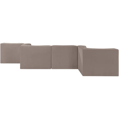 Rummi Taupe Velvet Performance Fabric Upholstered 6pc. Modular Sectional