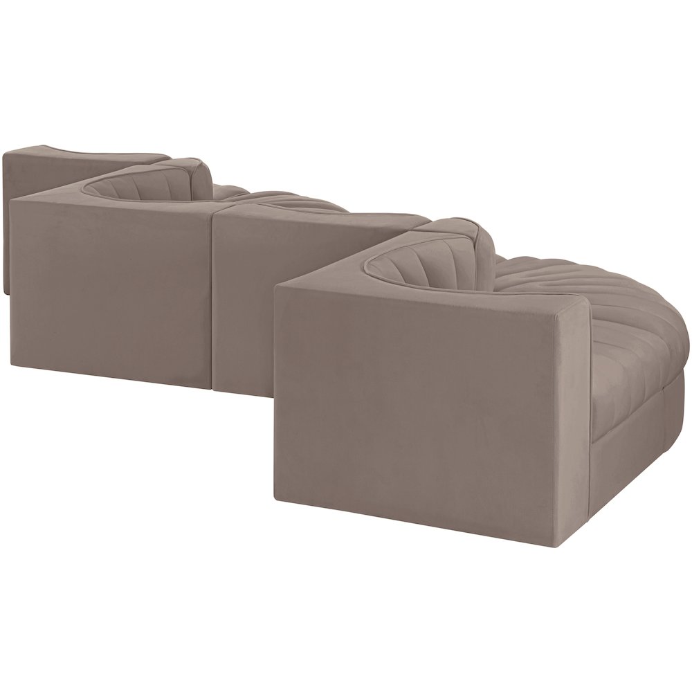 Rummi Taupe Velvet Performance Fabric Upholstered 6pc. Modular Sectional