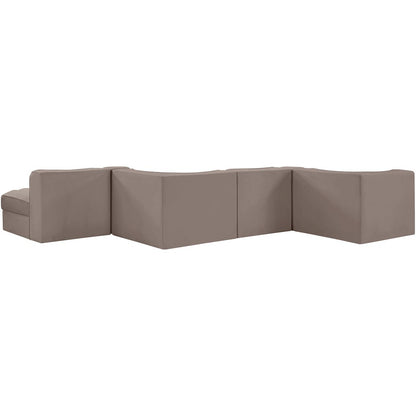 Rummi Taupe Velvet Performance Fabric Upholstered 6pc. Modular Sectional