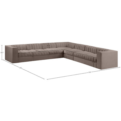 Rummi Taupe Velvet Performance Fabric Upholstered 7pc. Modular Sectional