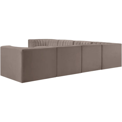 Rummi Taupe Velvet Performance Fabric Upholstered 7pc. Modular Sectional