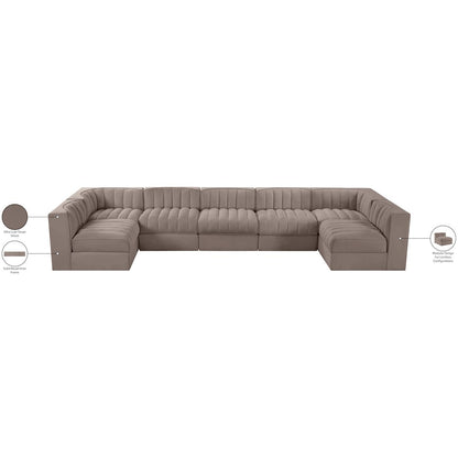 Rummi Taupe Velvet Performance Fabric Upholstered 7pc. Modular Sectional