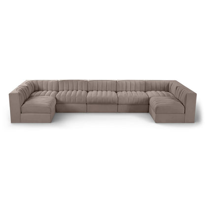 Rummi Taupe Velvet Performance Fabric Upholstered 7pc. Modular Sectional