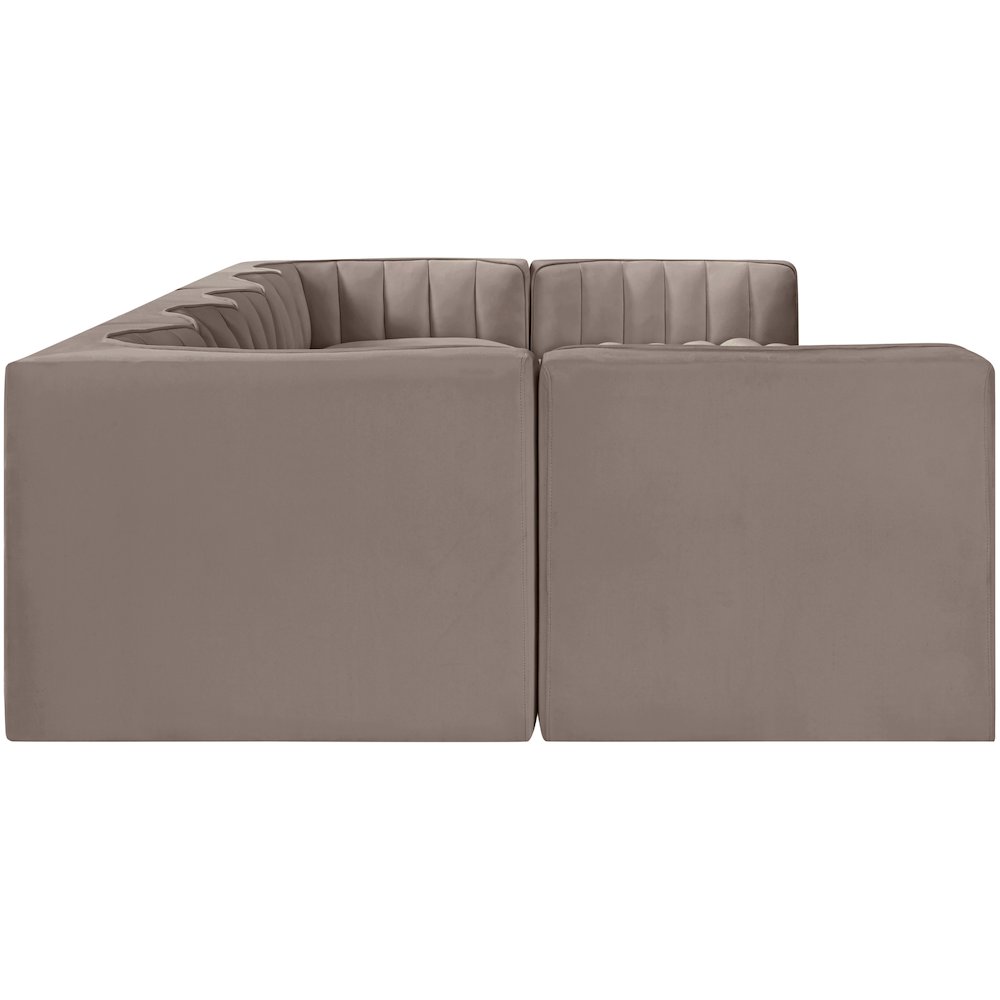 Rummi Taupe Velvet Performance Fabric Upholstered 7pc. Modular Sectional