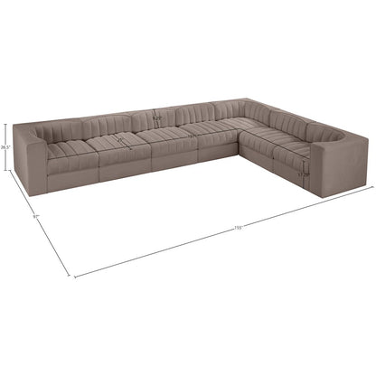 Rummi Taupe Velvet Performance Fabric Upholstered 7pc. Modular Sectional
