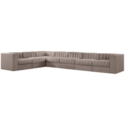 Rummi Taupe Velvet Performance Fabric Upholstered 7pc. Modular Sectional