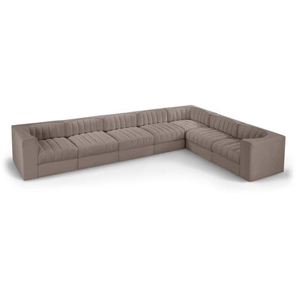 Rummi Taupe Velvet Performance Fabric Upholstered 7pc. Modular Sectional