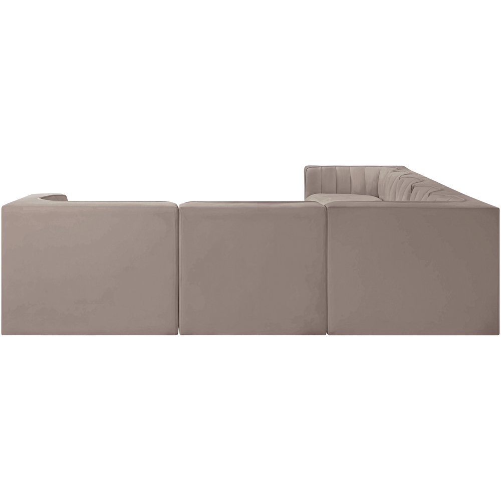 Rummi Taupe Velvet Performance Fabric Upholstered 7pc. Modular Sectional