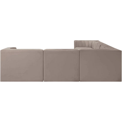 Rummi Taupe Velvet Performance Fabric Upholstered 7pc. Modular Sectional