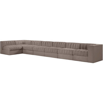 Rummi Taupe Velvet Performance Fabric Upholstered 7pc. Modular Sectional