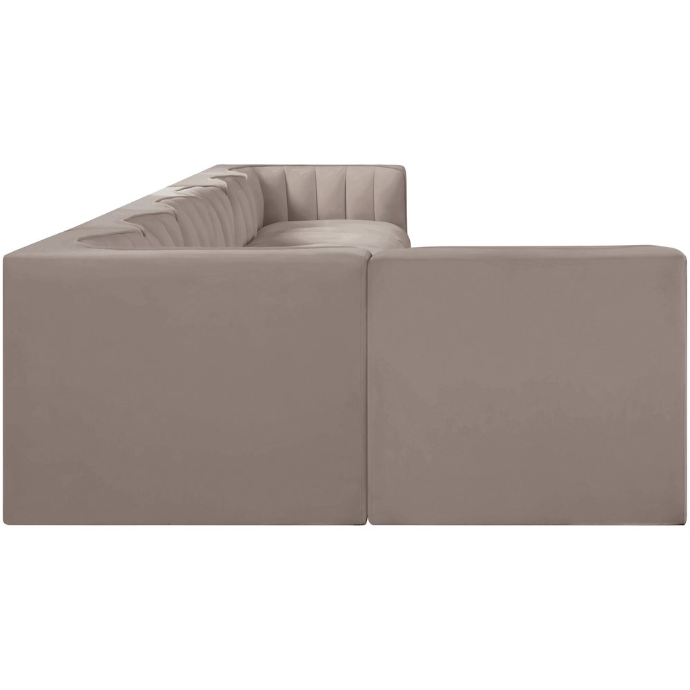 Rummi Taupe Velvet Performance Fabric Upholstered 7pc. Modular Sectional