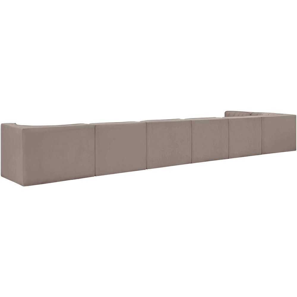Rummi Taupe Velvet Performance Fabric Upholstered 7pc. Modular Sectional