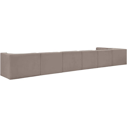 Rummi Taupe Velvet Performance Fabric Upholstered 7pc. Modular Sectional