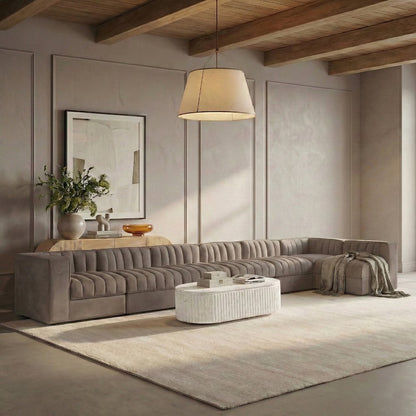 Rummi Taupe Velvet Performance Fabric Upholstered 7pc. Modular Sectional