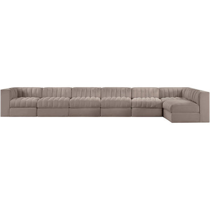 Rummi Taupe Velvet Performance Fabric Upholstered 7pc. Modular Sectional