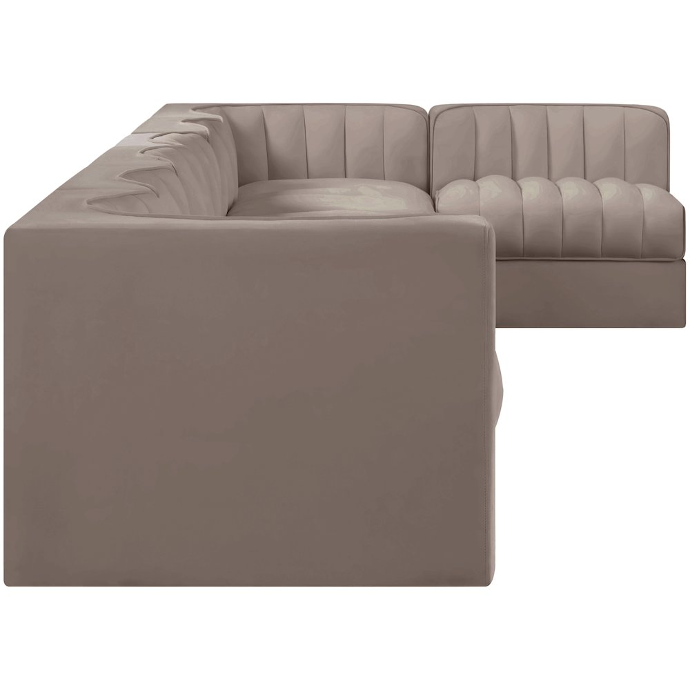 Rummi Taupe Velvet Performance Fabric Upholstered 7pc. Modular Sectional