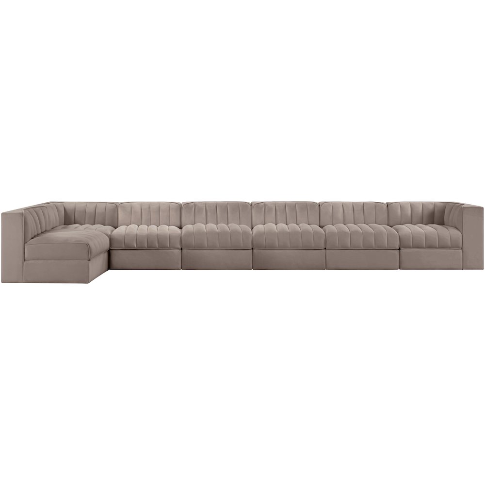 Rummi Taupe Velvet Performance Fabric Upholstered 7pc. Modular Sectional