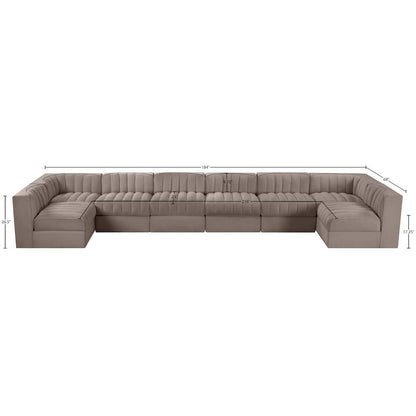 Rummi Taupe Velvet Performance Fabric Upholstered 8pc. Modular Sectional
