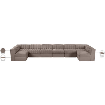 Rummi Taupe Velvet Performance Fabric Upholstered 8pc. Modular Sectional