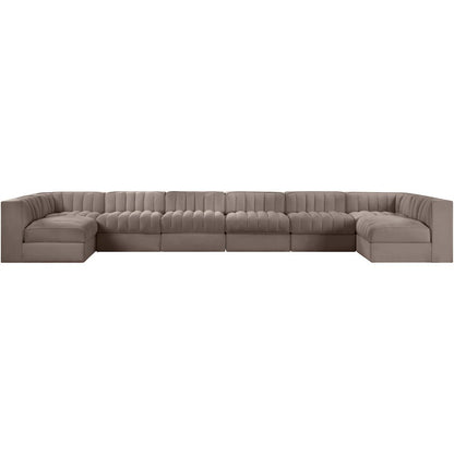 Rummi Taupe Velvet Performance Fabric Upholstered 8pc. Modular Sectional