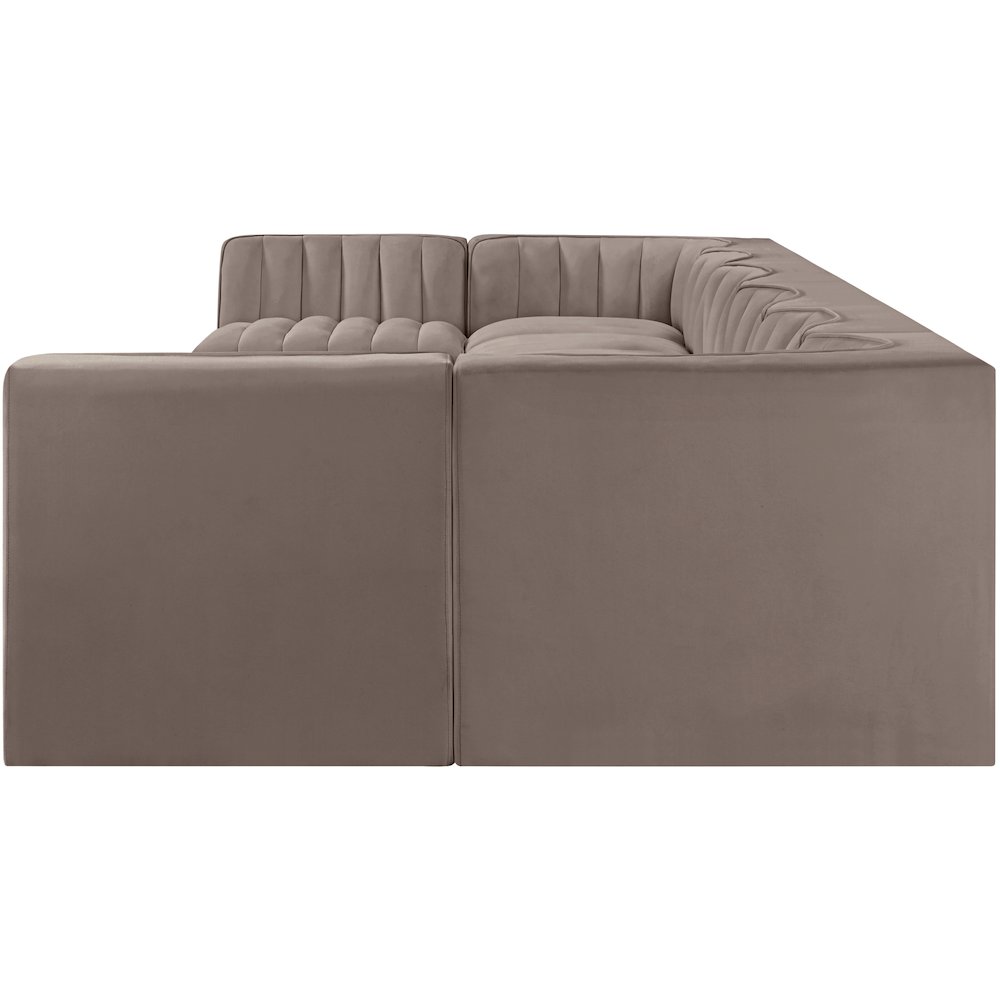 Rummi Taupe Velvet Performance Fabric Upholstered 8pc. Modular Sectional