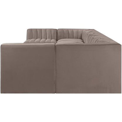 Rummi Taupe Velvet Performance Fabric Upholstered 8pc. Modular Sectional