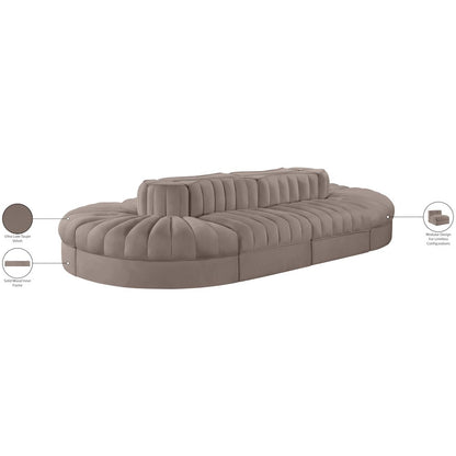 Rummi Taupe Velvet Performance Fabric Upholstered 8pc. Modular Sectional