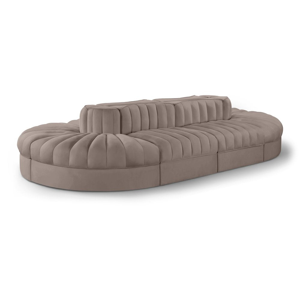 Rummi Taupe Velvet Performance Fabric Upholstered 8pc. Modular Sectional